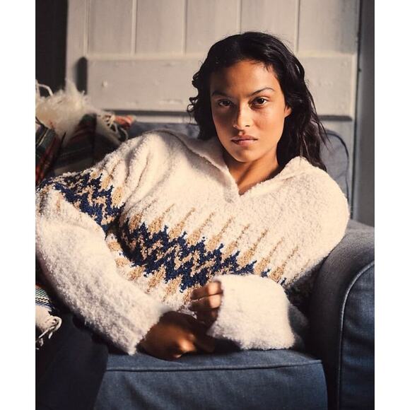 J. Crew Fair Isle Johnny-Collar Pullover Sweater in Boucle Yarn Size XL NWT - Picture 2 of 13